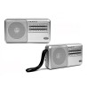 Radio Sanyo KS120P plateado AM/FM/SW con altavoz incluido, antena telescópica funciona con pilas y a luz tamaño 19x9,5x4,5cm