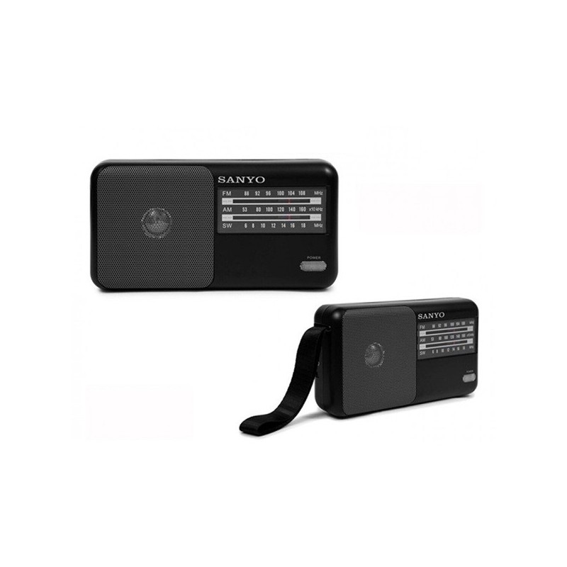 Radio Sanyo KS120N negro AM/FM/SW con altavoz incluido, antena telescópica funciona con pilas y a luz tamaño 19x9, Radio Sanyo KS120N negro AM/FM/SW con altavoz incluido, antena telescópica funciona con pilas y a luz tamaño 19x9,