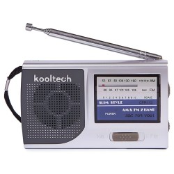 Radio transistor Kooltech CPR113 AM/FM con altavoz, antena telescópica tamaño bolsillo, utiliza 2 pilas AA no incluidas