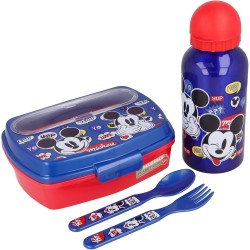 Conjunto merienda Mickey Mouse con sandwichera, cubiertos y botella de agua producto oficial