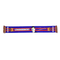 Bufanda Fútbol Club Barcelona con foto y firma de Lewandowski tamaño 150x20cm aprox producto oficial
