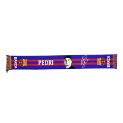 Bufanda Fútbol Club Barcelona con foto y firma de Pedri tamaño 150x20cm aprox producto oficial