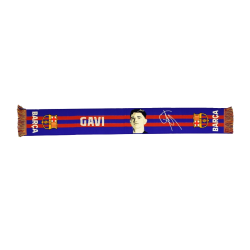 Bufanda Fútbol Club Barcelona con foto y firma de Gavi tamaño 150x20cm aprox producto oficial