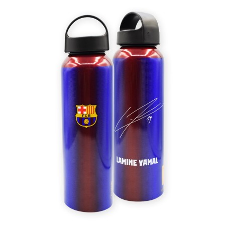 Botellín de agua Fútbo Club Barcelona con firma de Lamine Yamal 600ml aluminio producto oficial