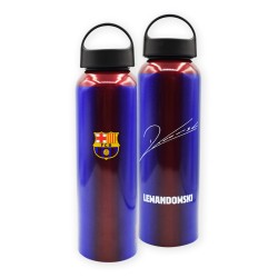 Botellín de agua Fútbo Club Barcelona con firma de Lewandowski 600ml aluminio producto oficial