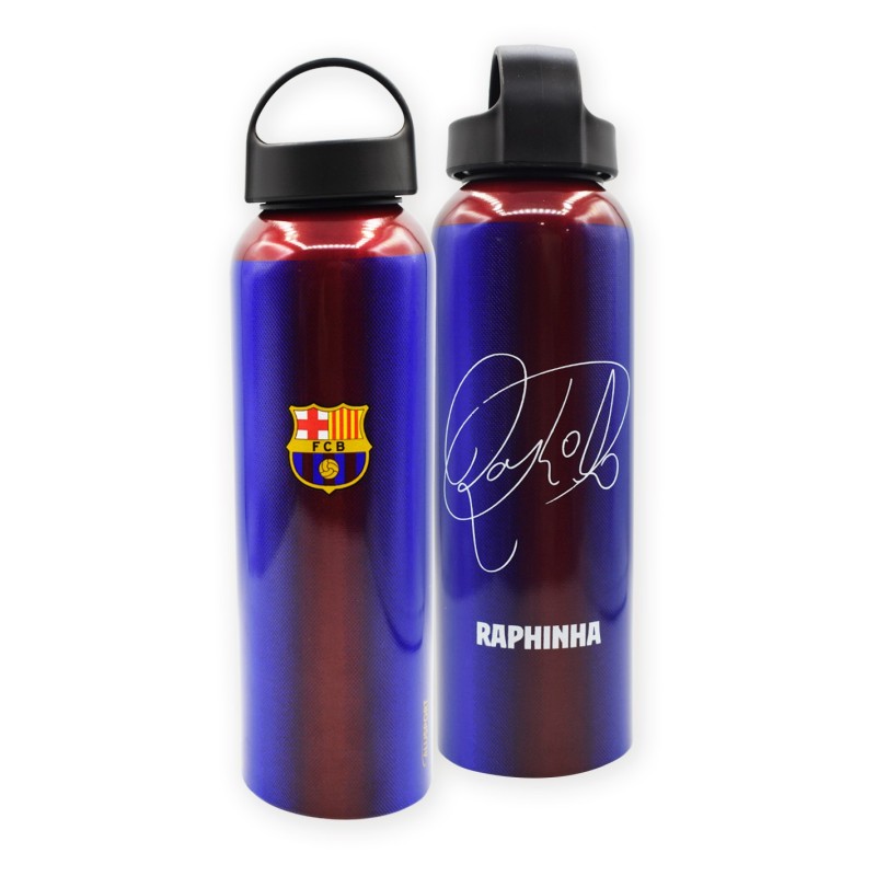Botellín de agua Fútbo Club Barcelona con firma de Raphinha 600ml aluminio producto oficial Botellín de agua Fútbo Club Barcelona con firma de Raphinha 600ml aluminio producto oficial