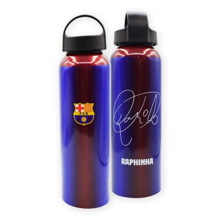 Botellín de agua Fútbo Club Barcelona con firma de Raphinha 600ml aluminio producto oficial
