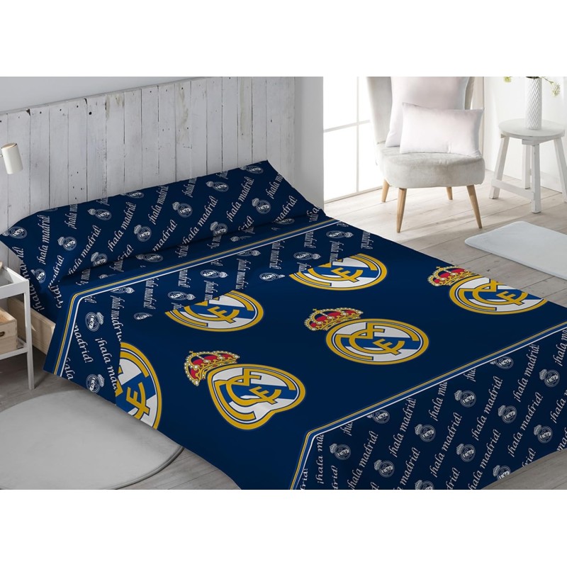 Juego de sábanas Real Madrid 3 Piezas sábana, bajera y funda de almohada para cama 90cm producto oficial Juego de sábanas Real Madrid 3 Piezas sábana, bajera y funda de almohada para cama 90cm producto oficial