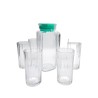 Juego Jarra de vidrio con 6 vasos tallados para bebidas Borgonovo italia  capacidad Jarra 1,2 litros basos capacidad 34cl