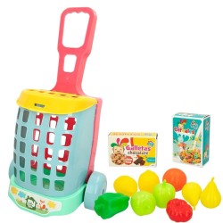 Carrito de Compra Juguete con alimentos del supermercado 11 Pzas  edad +3años tamaños aprox 59 x 31 x 22 cm
