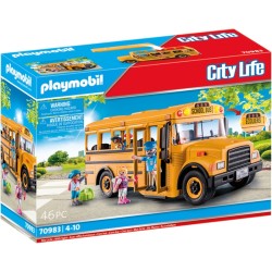 PLAYMOBIL Autobús Escolar 70983 edad más 3 años con luces, incluye figura del chofer y de tres niños escolares