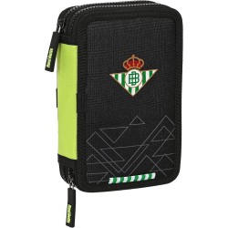 Plumier Real Betis Balompiés dos pisos con 28 piezas producto oficial tamaño 20x13x5cm