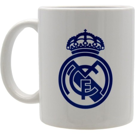 Real Madrid Taza desayuno Cerámica Escudo Azul en Caja producto oficial