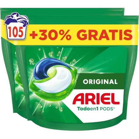 Ariel Todo En 1 PODS, Detergente Líquido Para Lavadora 105 Capsulas/Pastillas, Original, 5 Acciones Para Una Limpieza Increíble