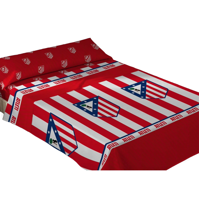 Juego de sábanas Atlético de Madrid 3 Piezas sábana, bajera y funda de almohada para cama 150cm producto oficial