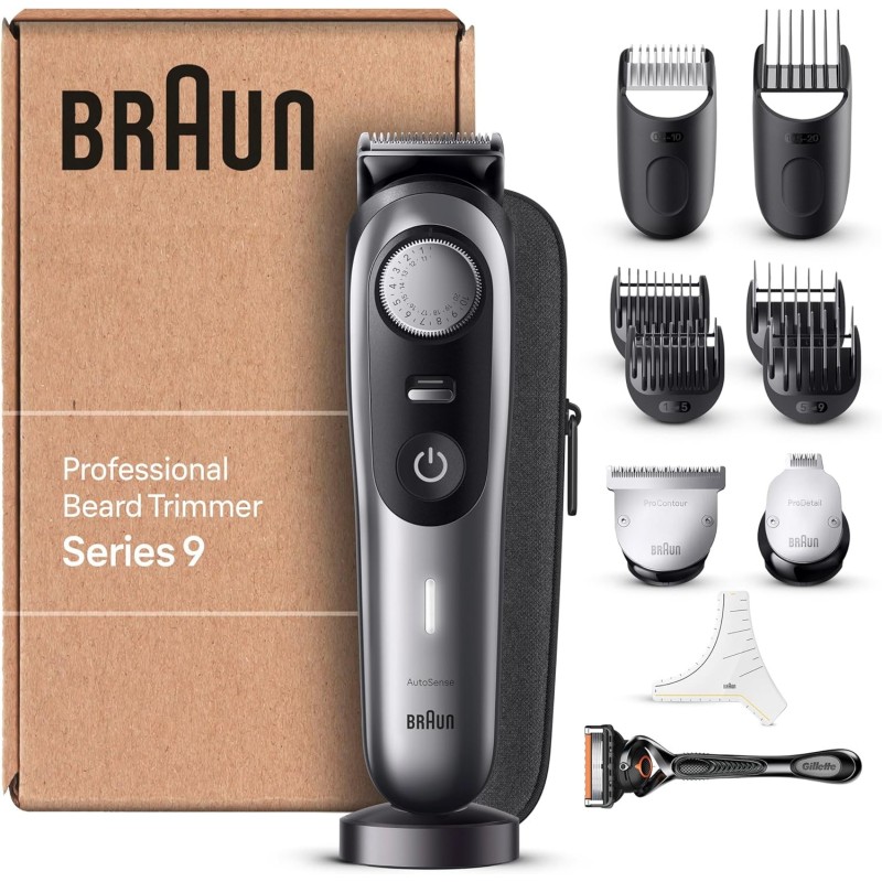 Braun Recortadora De Barba BT9440, Cortapelos Con Accesorios, Uso En Seco y En Mojado, 180 Minutos Autonomía