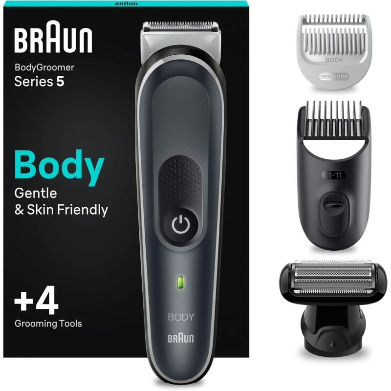 Braun Recortadora Corporal Para Hombre BG5370, Depilación Masculina Para Todo El Cuerpo Resistente Al Agua 100 Min De Autonomía