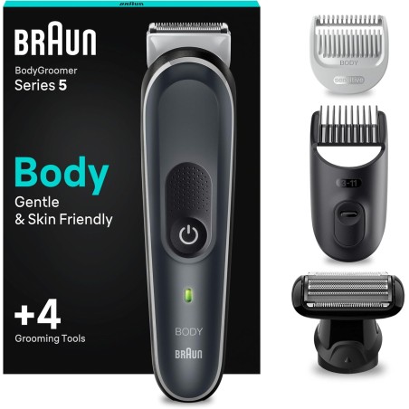 Braun Recortadora Corporal Para Hombre BG5370, Depilación Masculina Para Todo El Cuerpo Resistente Al Agua 100 Min De Autonomía