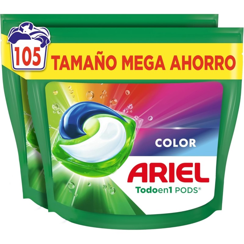 Ariel PODS cuidado del color Todo en 1 Detergente Lavadora Liquido 105 Capsulas Limpieza Profunda