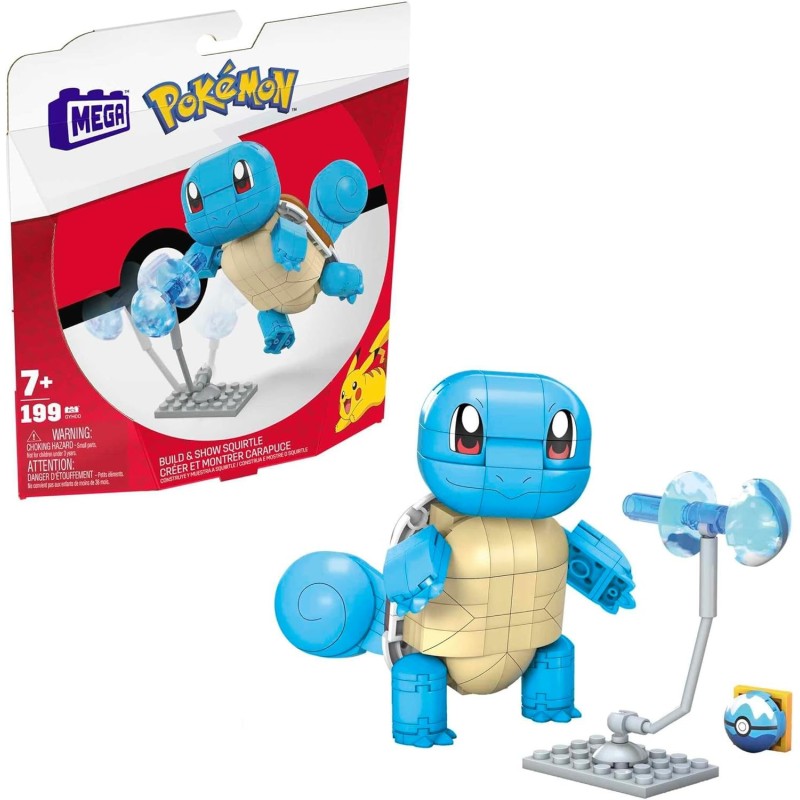 Mega Construx Pokémon Construye y Muestra Squirtle Figura de 180 Bloques de construcción +6 años Mattel GYH00