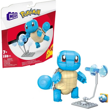 Mega Construx Pokémon Construye y Muestra Squirtle Figura de 180 Bloques de construcción +6 años Mattel GYH00