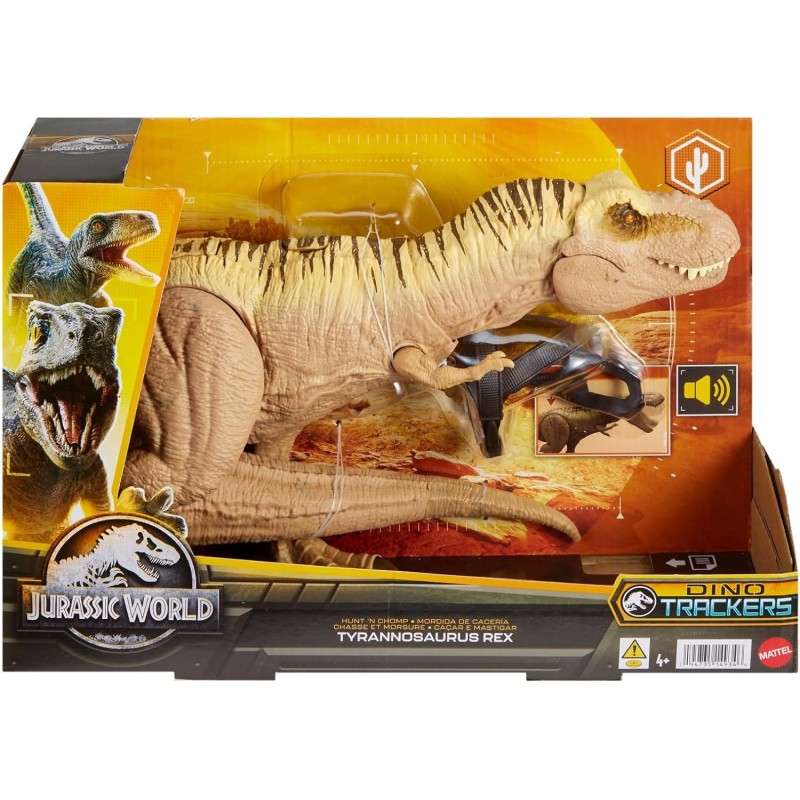 Mattel Jurassic World T-Rex Caza y mastica Dinosaurio de juguete con sonidos, +4 años HNT62