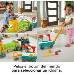 Fisher-Price Ríe y aprende Tractor 4 en 1 Correpasillos transformable con Actividades, Luces y Sonidos, +6 Meses Mattel HRB83