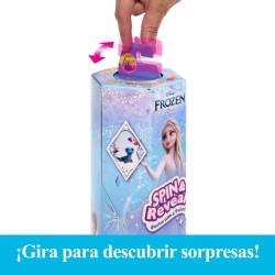 Mattel Disney Frozen Elsa Spin And Reveal Muñeca princesa que revela sorpresas y accesorios, juguete +3 años HTG25