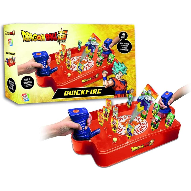 Juego Quickfire Dragon Ball Super edad +6 años de Cefa para dos jugadores derribar todas las piezas de tu oponente