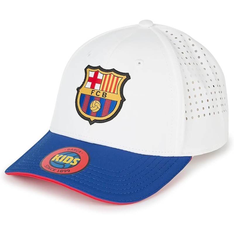 Gorra Fútbol Club Barcelona White Junior producto oficial escudo bordado ajustable