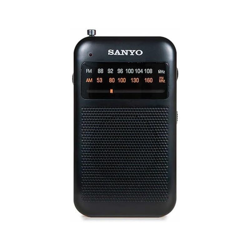 SANYO KS113N Radio Analógica de Bolsillo color negro Am/FM antena telescópica altavoz y entrada auriculares