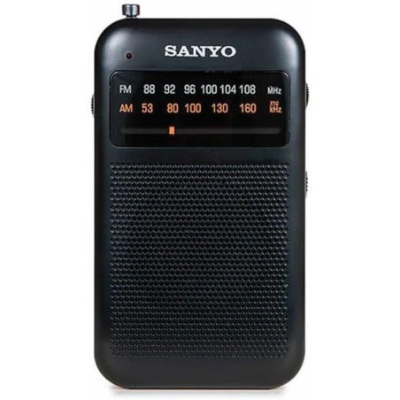 SANYO KS113N Radio Analógica de Bolsillo color negro Am/FM antena telescópica altavoz y entrada auriculares