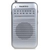 SANYO KS113P Radio Analógica de Bolsillo color plateado AM/FM antena telescópica altavoz y entrada auriculares 11x7x3cm