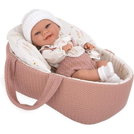 Muñeco bebé juguete Elegance 33cm con capazo Babyto Rosa cuerpo vinilo