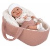 Muñeco bebé juguete Elegance 33cm con capazo Babyto Rosa cuerpo vinilo