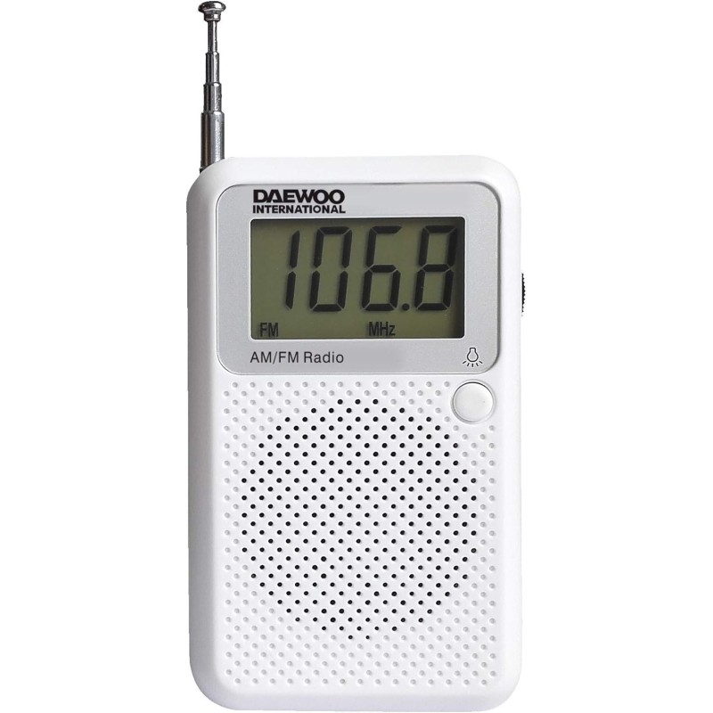 Daewoo Radio Digital DRP-115 de Bolsillo Am/FM Sintonización Digital Transistor con Pantalla LCD | Color Blanco