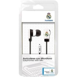 Real Madrid Auriculares con micrófono Stereo Jack 3.5 mm producto oficial longitud del cable 1,2 metros