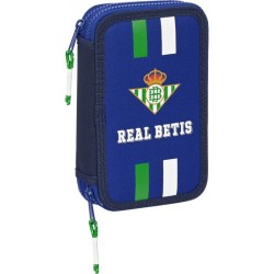 Plumier colegio Real Betis Balompiés dos pisos con 28 piezas colores, rotuladores, etc producto oficial tamaño 20x13x