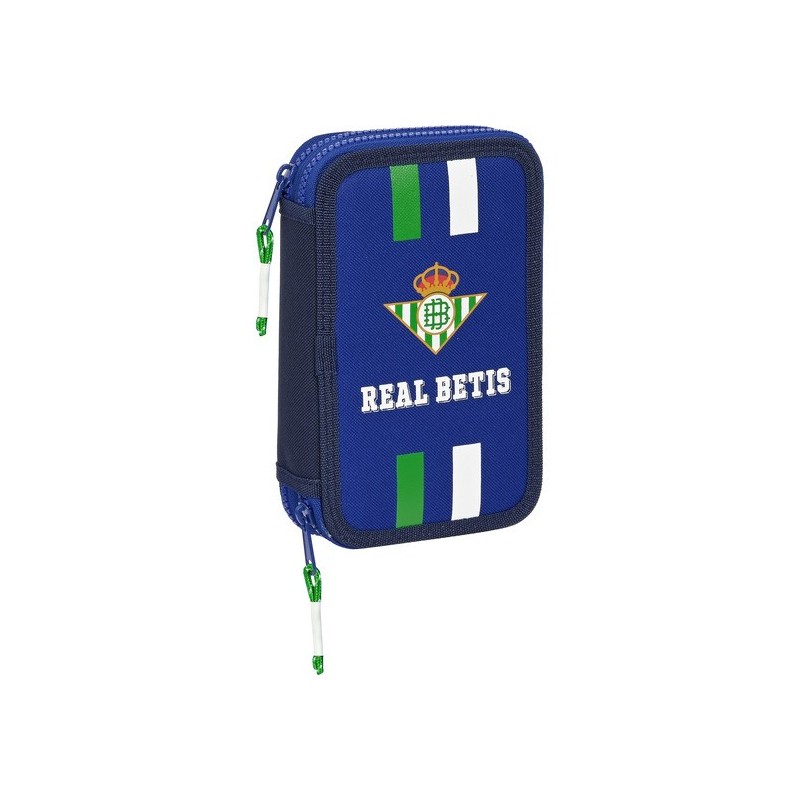 Plumier colegio Real Betis Balompiés dos pisos con 28 piezas colores, rotuladores, etc producto oficial tamaño 20x13x