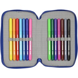 Plumier Real Betis Balompiés dos pisos con 28 piezas producto oficial tamaño 20x13x5cm