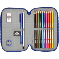 Plumier Real Betis Balompiés dos pisos con 28 piezas producto oficial tamaño 20x13x5cm