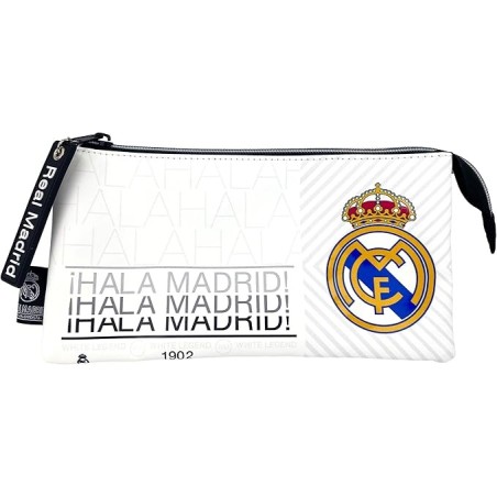 Real Madrid, Estuche, Portatodo Triple compartimento, producto oficial longitud 22cm