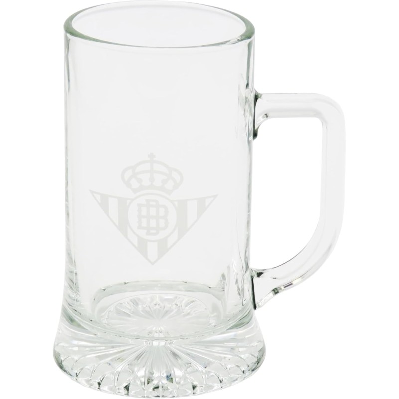 Real Betis Balompié, Jarra de Cerveza, Vidrio, Capacidad 500 ml, Transparente producto oficial