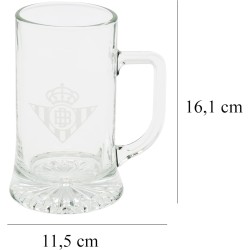 Real Betis Balompié, Jarra de Cerveza, Vidrio, Capacidad 500 ml, Transparente producto oficial