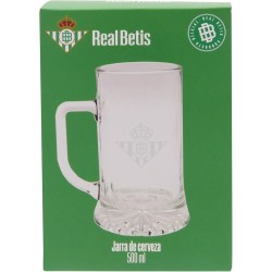 Real Betis Balompié, Jarra de Cerveza, Vidrio, Capacidad 500 ml, Transparente producto oficial