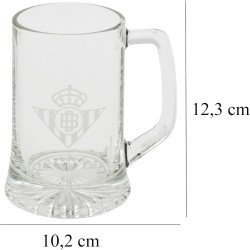Real Betis Balompié, Jarra de Cerveza, Vidrio, Capacidad 500 ml, Transparente producto oficial