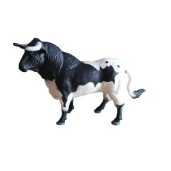 Figura Toro de Lidia 17cm color negro y blanco berrendo edad a partir de 3 años.