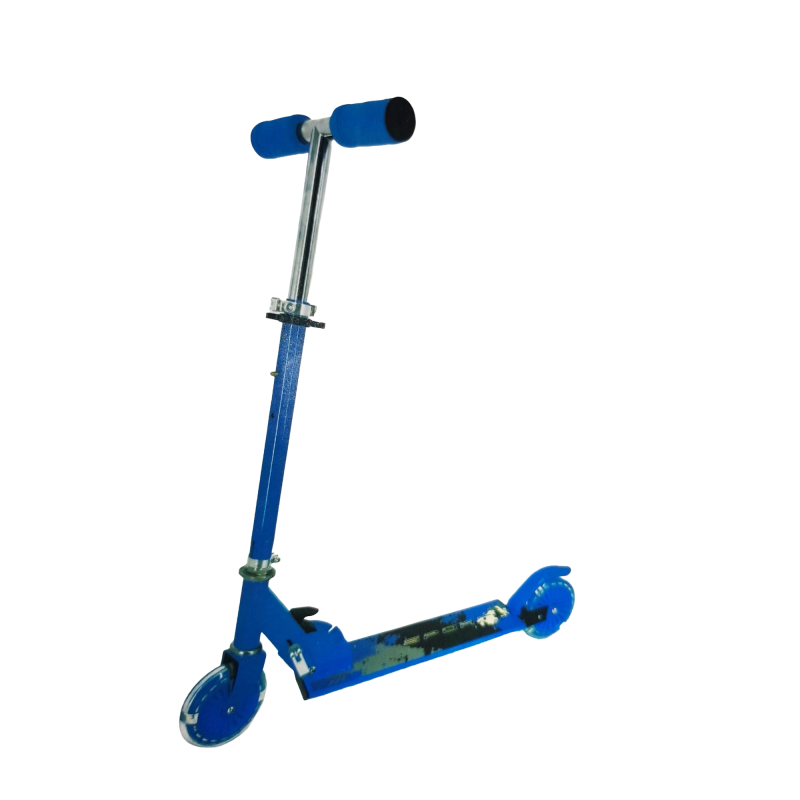 Patinete Azul dos ruedas juguetes plegable edad aproximada 5-14 años tubo ajustablefreno de metal con guardabarros 80x66x10cm