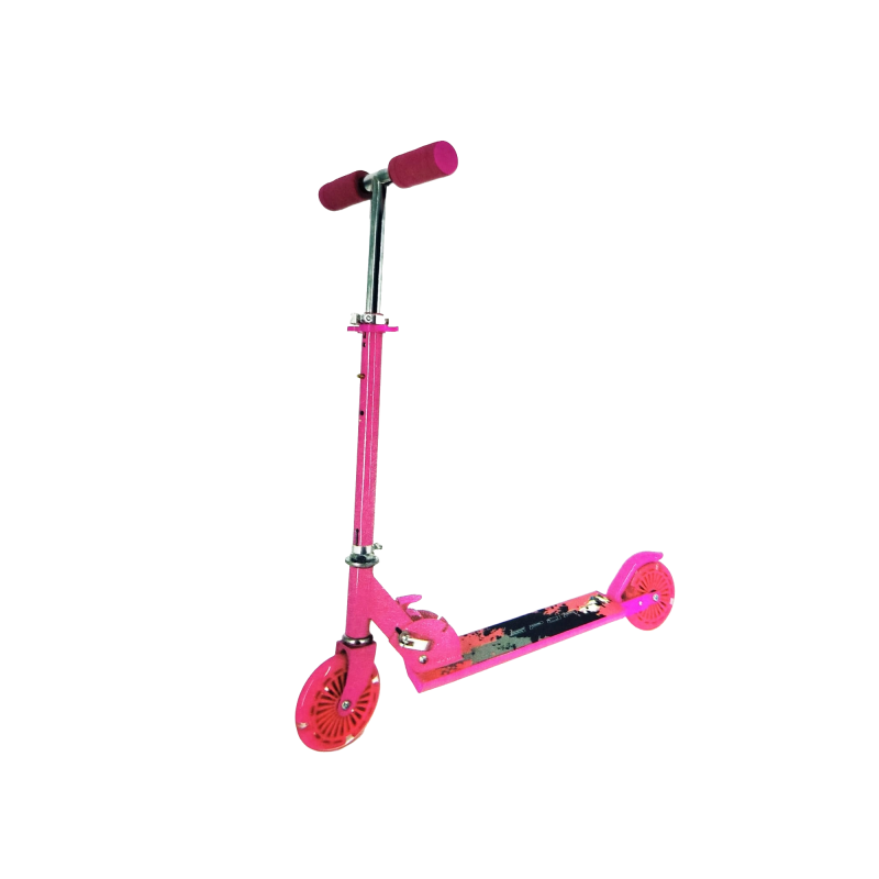 Patinete Rosa dos ruedas juguetes plegable edad aproximada 5-14 años tubo ajustablefreno de metal con guardabarros 80x