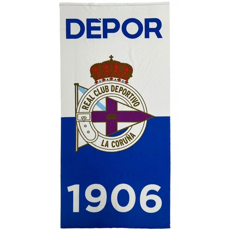 Toalla Deportivo de la Coruña, bicolor 1906 escudo centro tamaño 180x90cm producto oficial